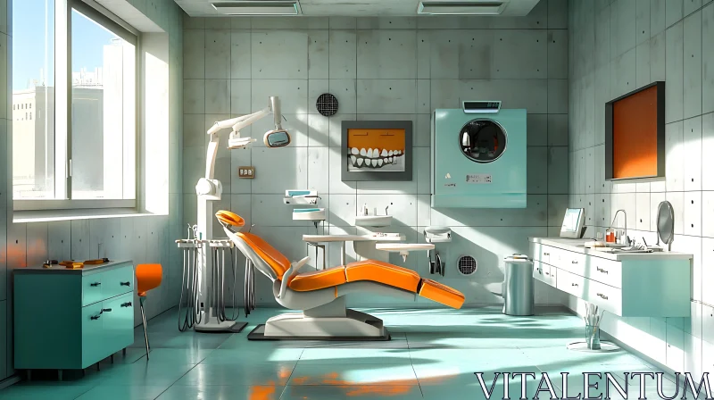 AI ART Minimalist Dental Office with Orange Accents