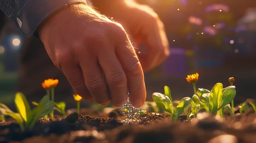 Hand Planting Seeds for Future Blooms