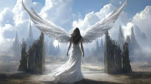 Winged Woman in White Gown