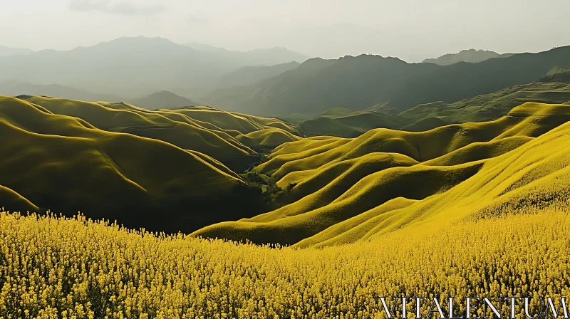 AI ART Rolling Hills of Yellow Flowers