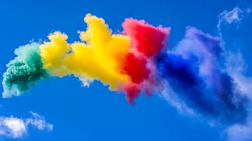 Colorful Smoke in Azure Sky