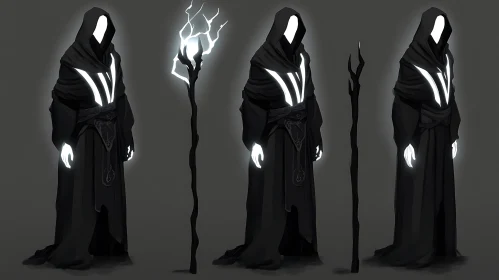 Mystic Figures in Shadowy Robes