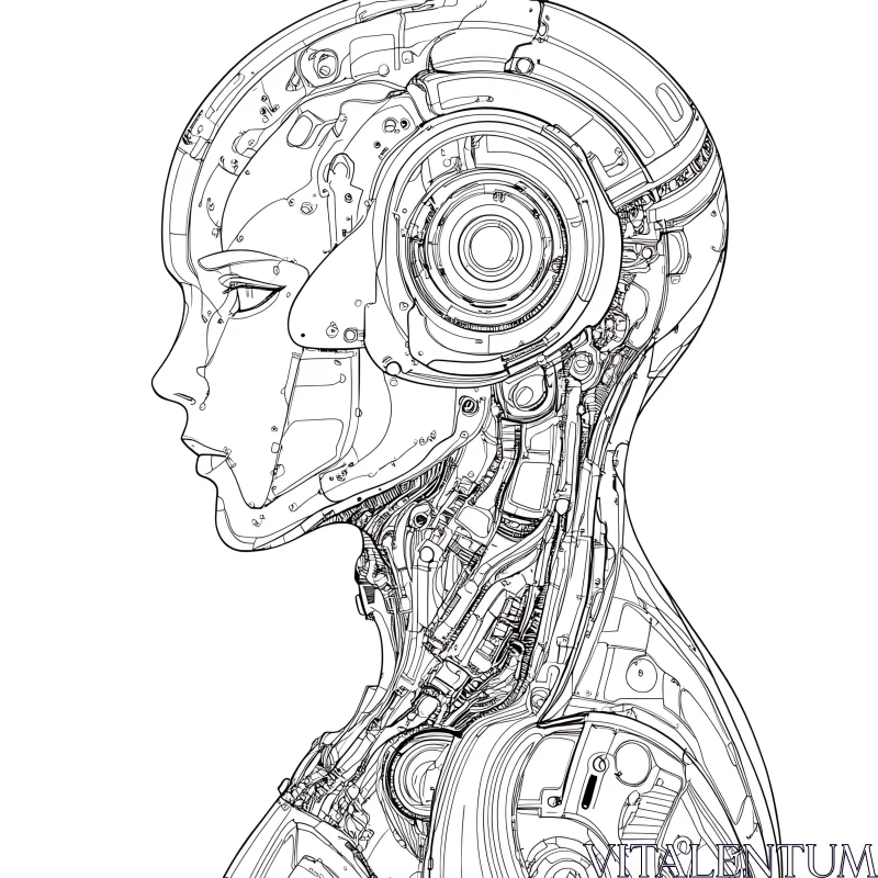 Intricate Design of a Cyborg's Mechanical Structure AI Image