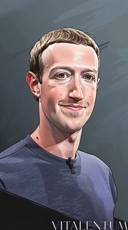 Mark Zuckerberg Portrait Illustration AI Image