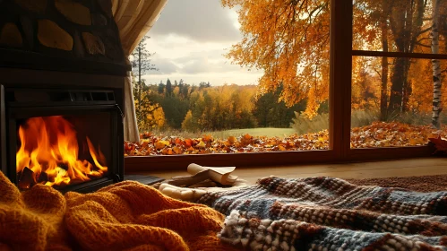 Cozy Autumn Day by the Fireplace