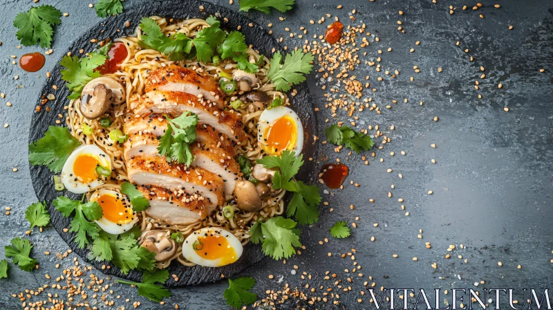 Hearty Ramen Bowl with Chicken and Eggs AI Image