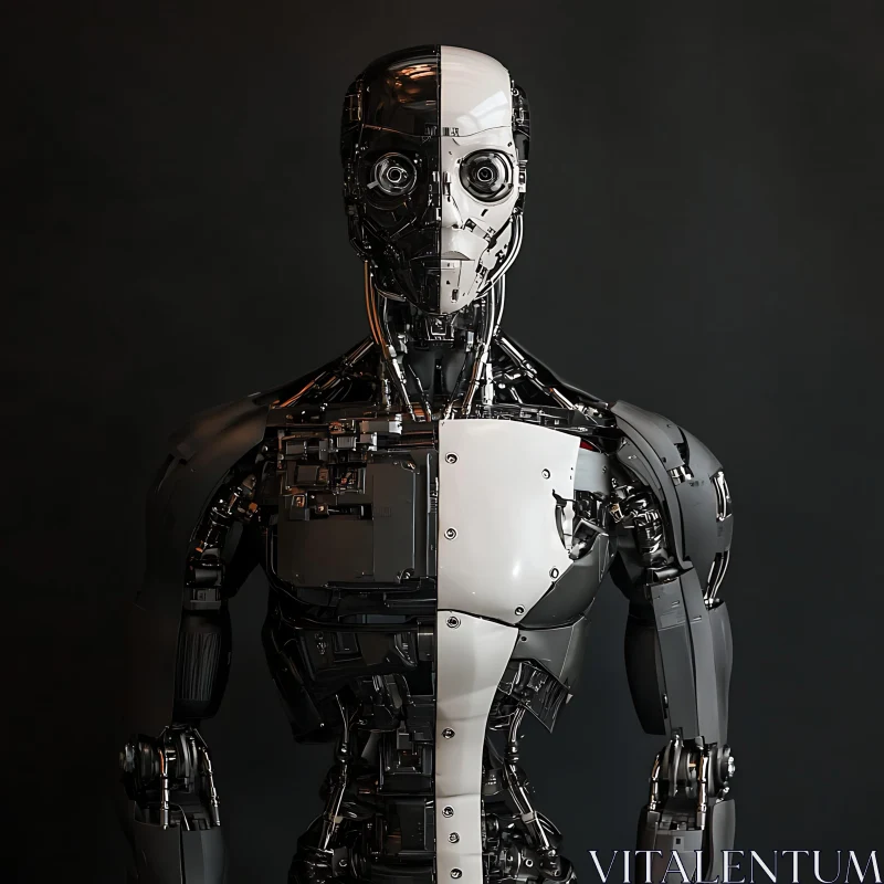 Futuristic Cyborg with Contrasting Body Design AI Image