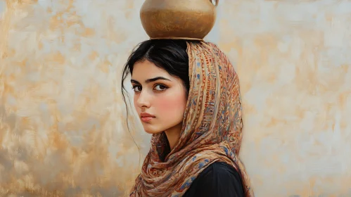 Woman with Pot on Head Portrait