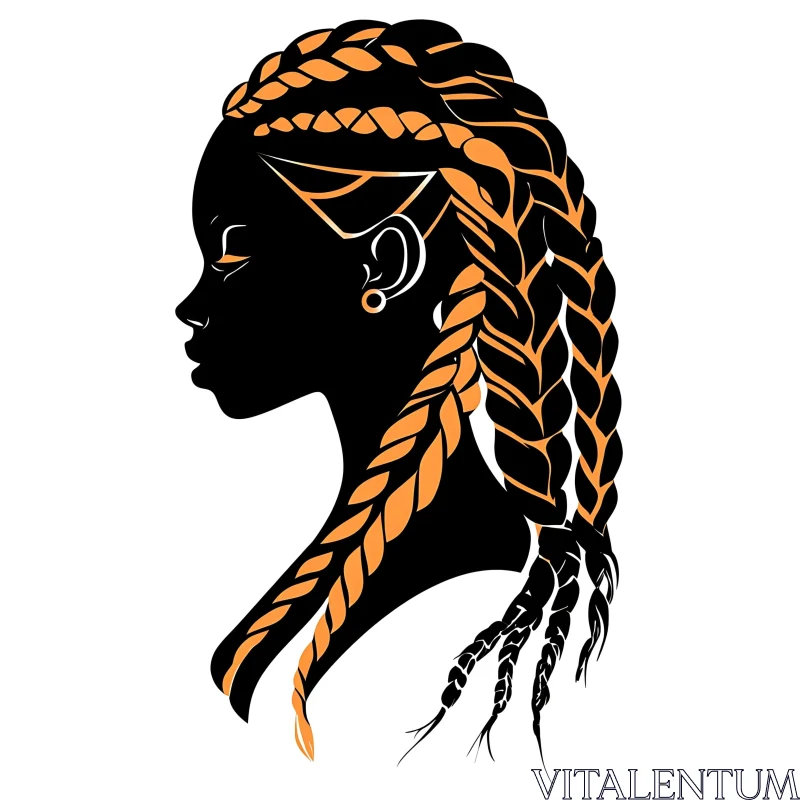 Braided Beauty: A Woman's Silhouette Art AI Image