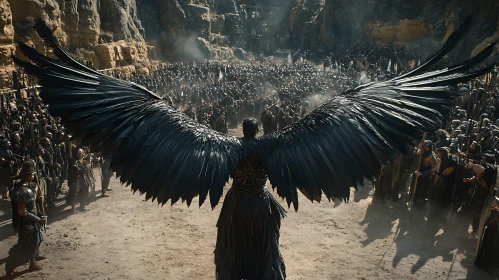 Warrior with Wings Confronts Army