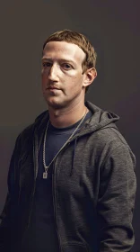 Mark Zuckerberg in Grey Hoodie with Chain Necklace