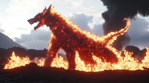 Blazing Wolf Amidst the Ashes