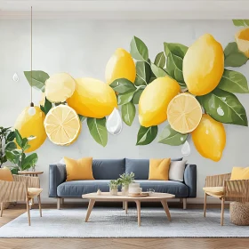 Elegant Interior with Lemon Accent Wall