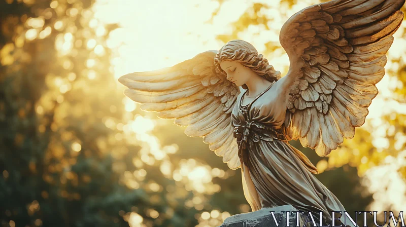 AI ART Serene Angel Sculpture with Wings