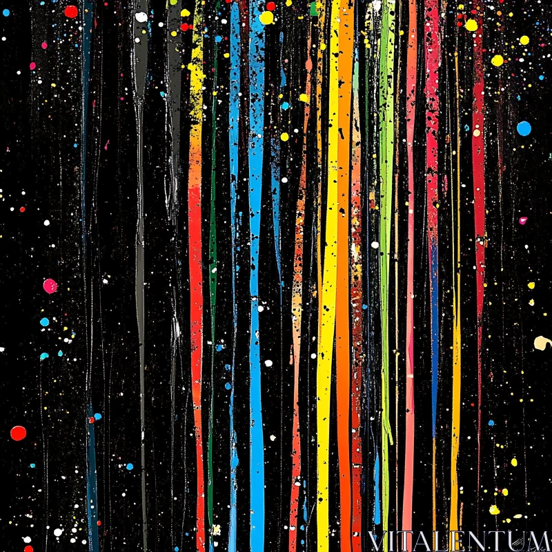 Colorful Paint Streaks on Black Background AI Image