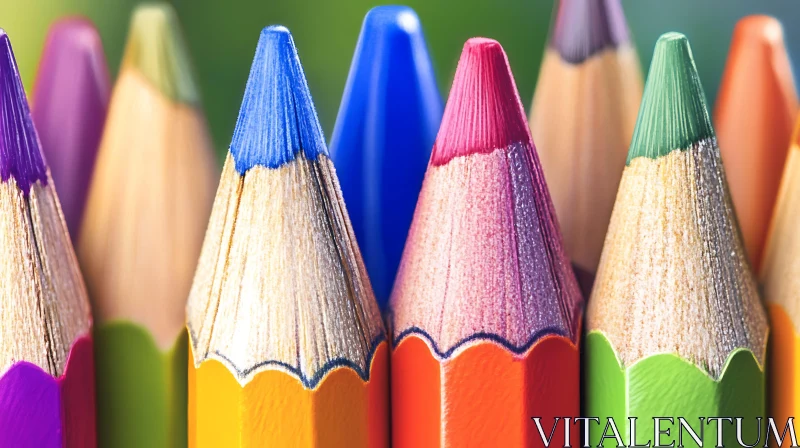 Close-Up of Multicolored Pencils AI Image