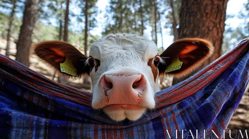 Resting Cow in Hammock AI Image