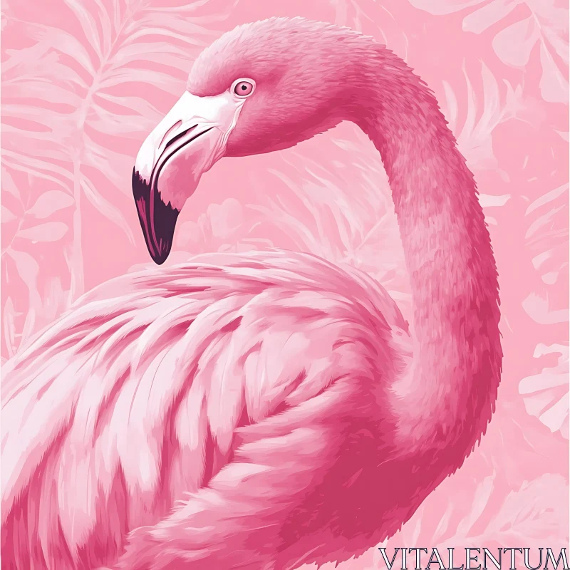 AI ART Pink Flamingo Serenity