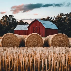 Golden Field and Rustic Barn View