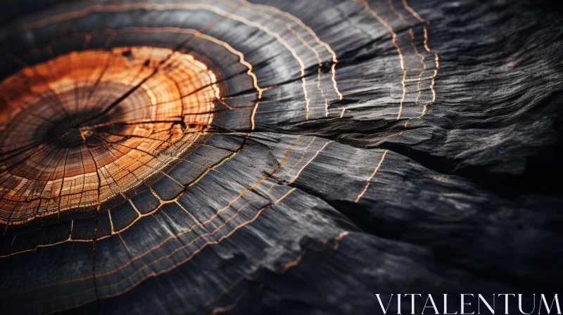 AI ART Close-Up of a Detailed Wood Log - Nature Photography