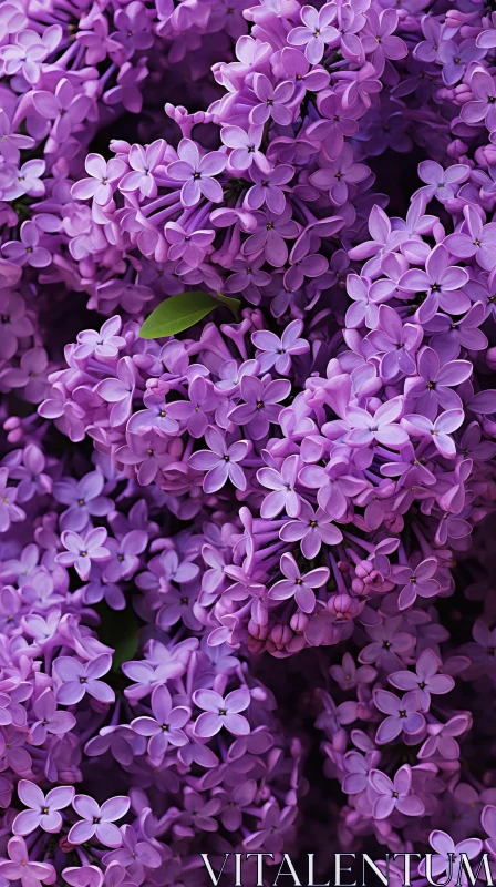 Close-Up View of Delicate Purple Flowers AI Image