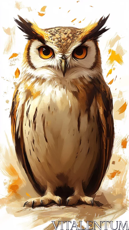 AI ART Regal Owl Artwork in Warm Hues