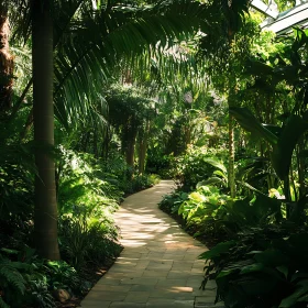 Lush Greenery and Sunlight in Botanical Garden