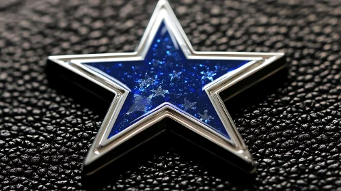 Glittering Blue Star with Metallic Edge