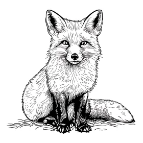 Monochrome Fox Illustration