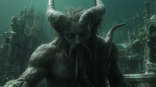 Submerged Demon with Horns