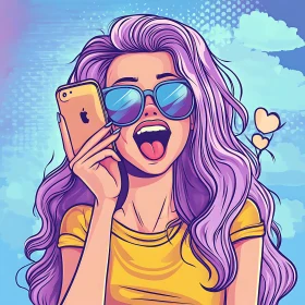 Stylish Woman Selfie with Phone