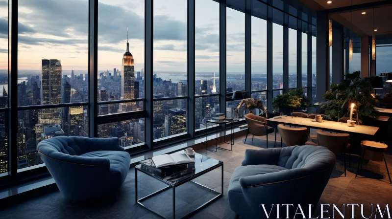 New York City Rooftop View - Luxurious Interiors and Dark Themes AI Image
