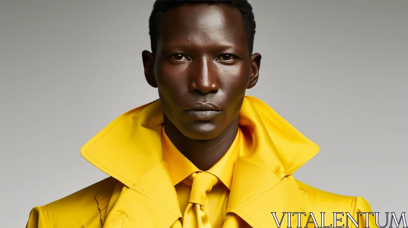 Portrait of a Young African-American Man in a Yellow Suit AI Image