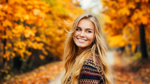 Young Woman in Colorful Sweater - Fall Park Portrait
