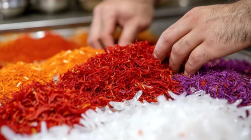 Hands Sifting Through Spices