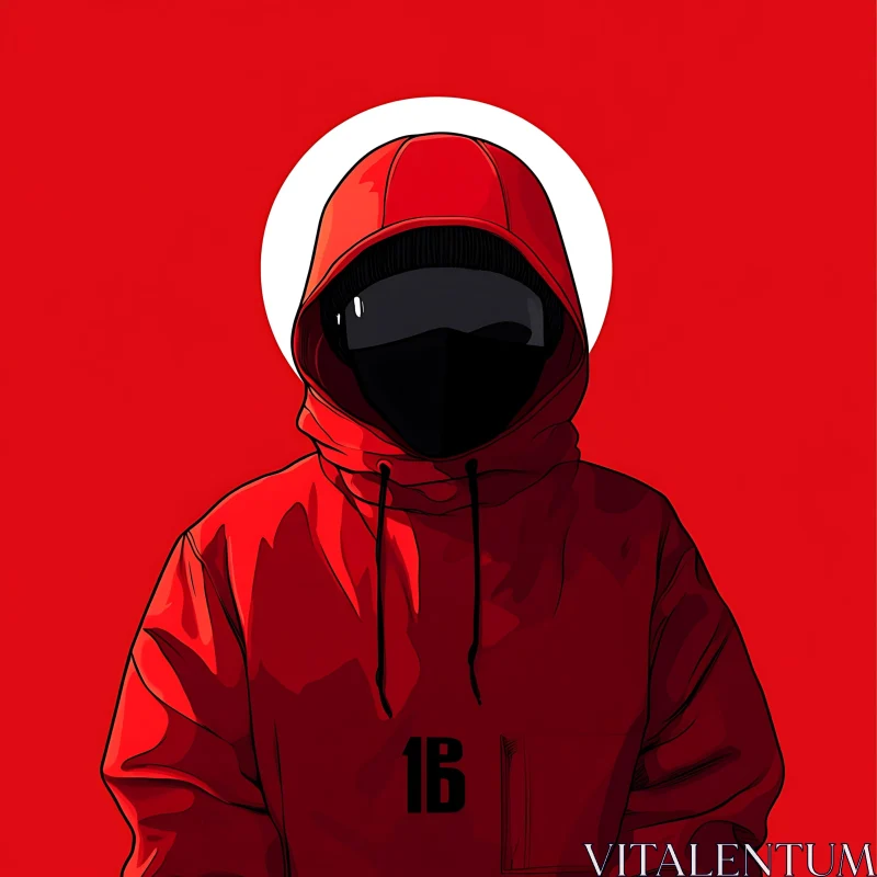 AI ART Anonymous Red Hoodie Character