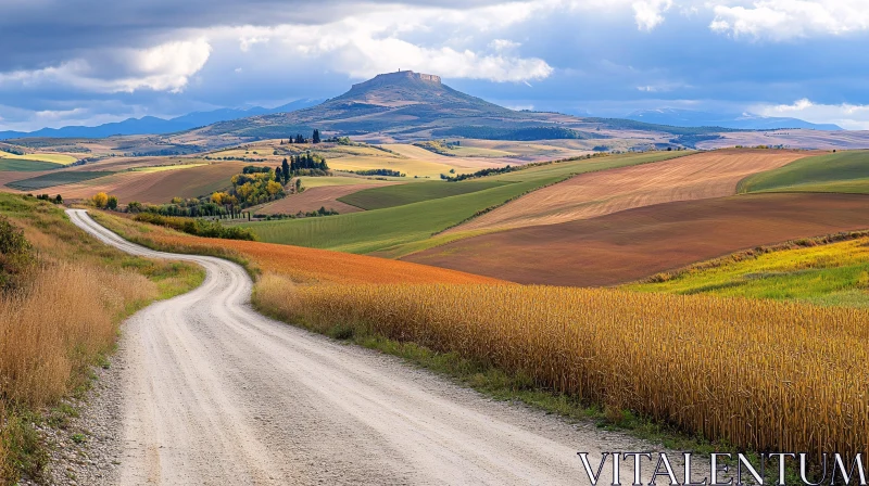 AI ART Serene Countryside Landscape with Winding Road