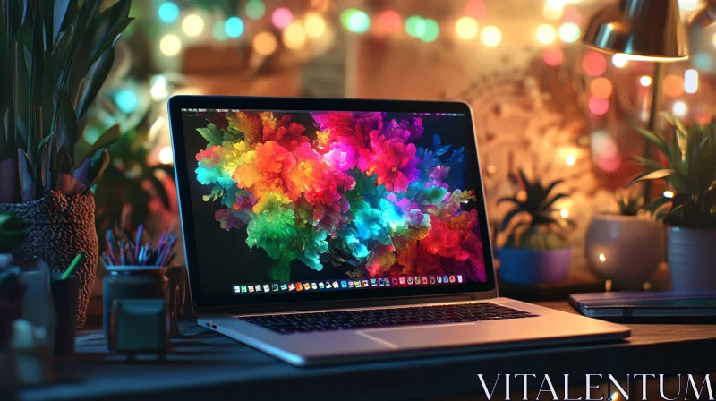 Laptop with Colorful Screen AI Image