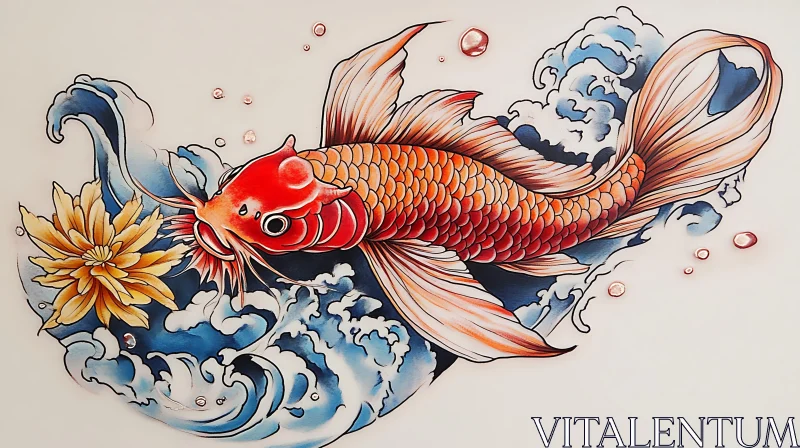 Beautiful Koi Fish Tattoo Art Design AI Image