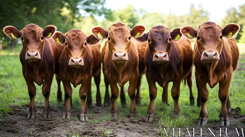 Cattle Herd Staring at Camera AI Image