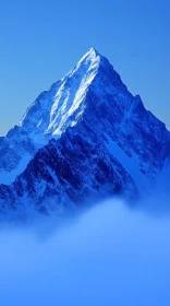 Serene Mountain Peak Rising Above Misty Clouds