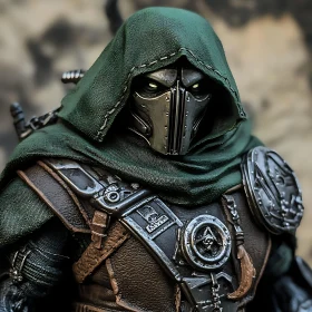 Mysterious Hooded Character in Detailed Armor