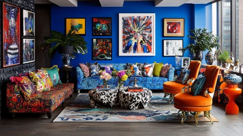 Vibrant Living Room with Eclectic Decor