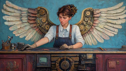 Mechanical Wings: A Steampunk Portrait