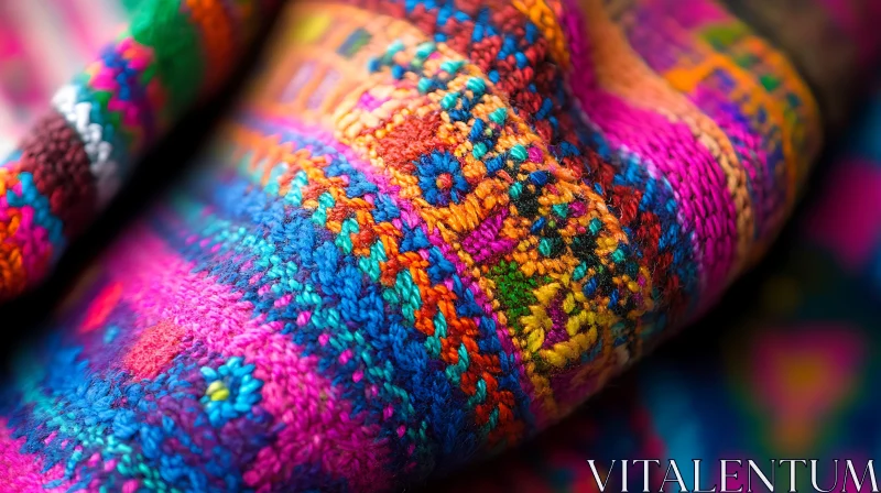 AI ART Colorful Traditional Textile Close-Up