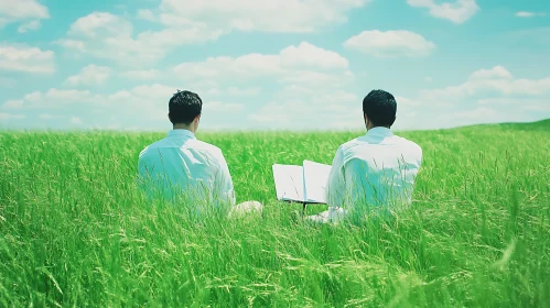 Tranquil Reading in a Green Meadow