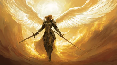 Golden Angel with Swords