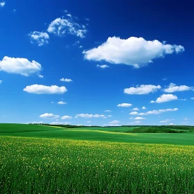 Lush Meadow with Clouds