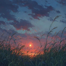 Sunset Field Scenery