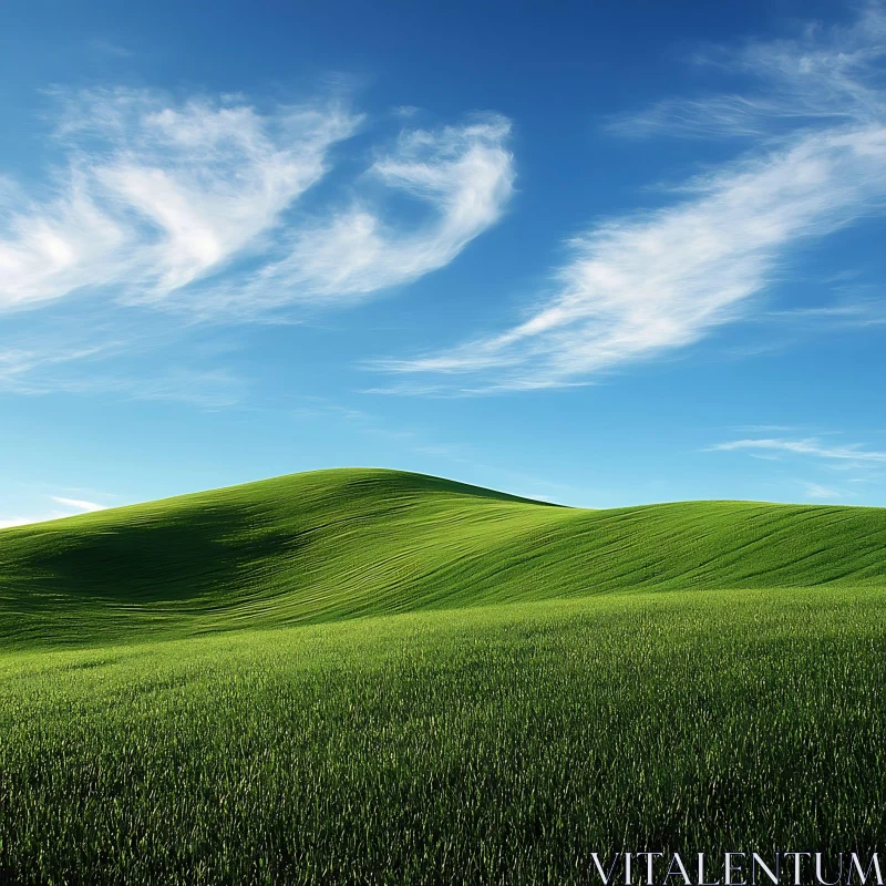 AI ART Rolling Green Hills Landscape